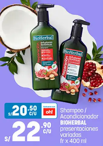 Plaza Vea Shampoo / Acondicionador BIOHERBAL presentaciones variadas fr x 400 ml oferta