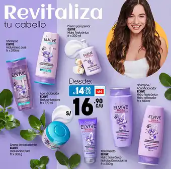 Plaza Vea Shampoo ELVIVE Hialurónico pure fr x 370 ml oferta