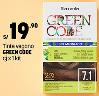 Plaza Vea Tinte vegano GREEN CODE cjx 1 kit oferta
