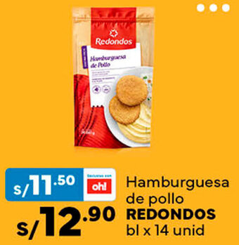 Plaza Vea Hamburguesa de pollo REDONDOS bl x 14 unid oferta