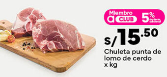 Plaza Vea Chuleta punta de lomo de cerdo x kg oferta