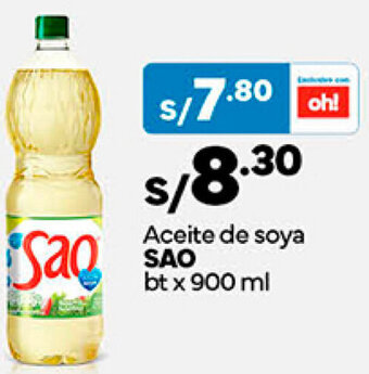 Plaza Vea Aceite de soya SAO bt x 900 ml oferta