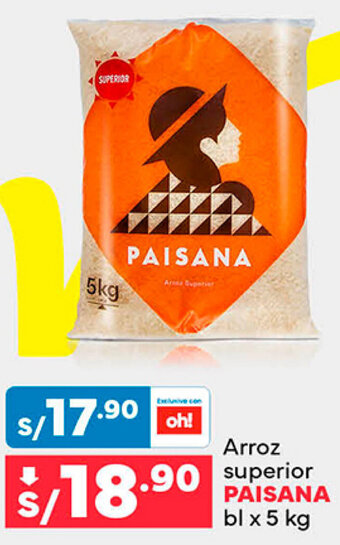 Plaza Vea Arroz superior PAISANA bl x 5 kg oferta