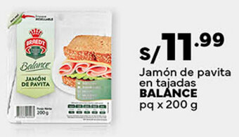 Plaza Vea Jamón de pavita en tajadas BALÁNCE pq x 200 g oferta