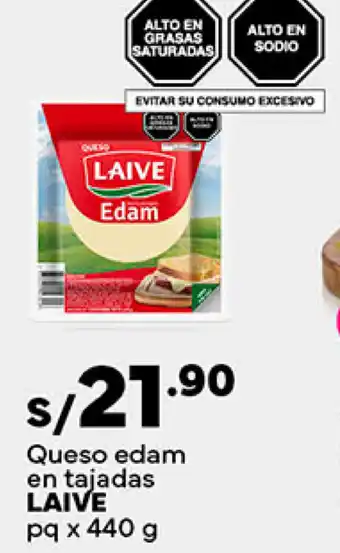 Plaza Vea Queso edam en tajadas LAIVE pq x 440 g oferta