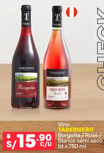 Plaza Vea Vino TABERNERO Borgoña/Rosé / Blanco semi seco C/U btx 750 ml oferta