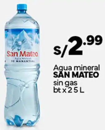 Plaza Vea Agua mineral SĂN MATEO sin gas btx 25 L oferta