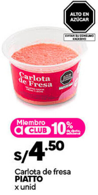 Plaza Vea Carlota de fresa PIATTO x unid oferta
