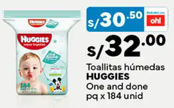 Plaza Vea Toallitas húmedas HUGGIES One and done pq x 184 unid oferta
