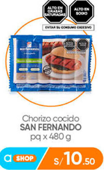 Plaza Vea Chorizo cocido SAN FERNANDO pq x 480 g oferta