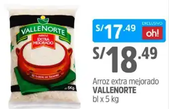 Plaza Vea Arroz extra mejorado Vallenorte 5kg oferta