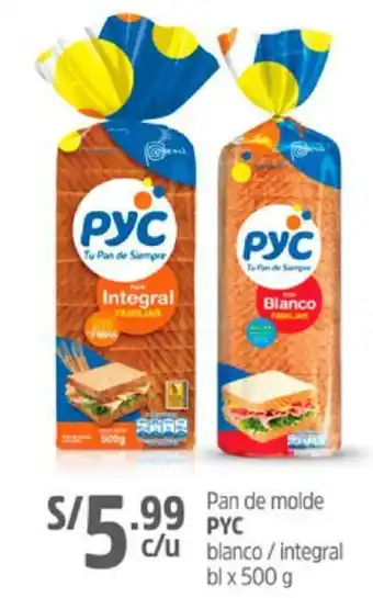 Plaza Vea Pan de molde PYC 500g oferta