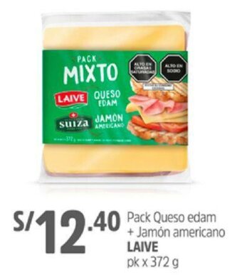 Plaza Vea Pack Queso edam + Jamon americano Laive 372g oferta