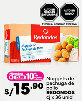 Plaza Vea Nuggets de pechuga de pollo REDONDOS cj x 36 unid oferta
