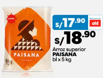 Plaza Vea Arroz superior PAISANA bl x 5 kg oferta