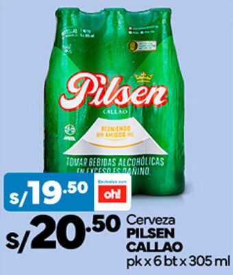 Plaza Vea Cerveza PILSEN CALLAO pk x 6 bt x 305 ml oferta