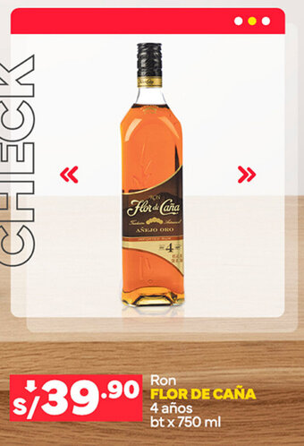 Plaza Vea Ron FLOR DE CAÑA 4 años bt x 750 ml oferta