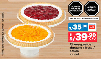 Plaza Vea Cheesepye de durazno / fresa / sauco x unid oferta