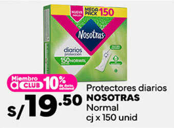 Plaza Vea Protectores diarios NOSOTRAS Normal cj x 150 unid oferta