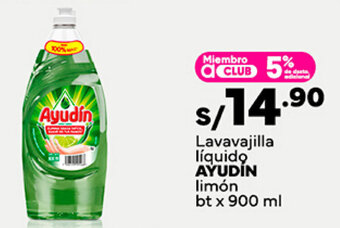 Plaza Vea Lavavajilla líquido AYUDÍN limón bt x 900 ml oferta