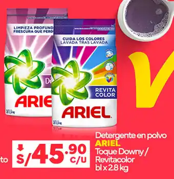 Plaza Vea Detergente en polvo ARIEL Toque Downy/ Revitacolor bl x 2.8 kg oferta