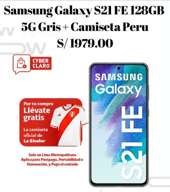 Claro Samsung Galaxy S21 FE 128GB 5G Gris + Camiseta Peru oferta