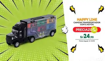 Tottus HAPPY LINE CAMION TRANSPORTADOR CON 6 AUTOS oferta
