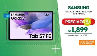 Tottus SAMSUNG GALAXY TAB S7 FE 128GB 6GB NEGRO oferta