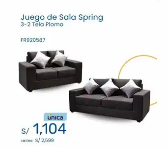 Juego de Sala Spring 3-2 Tela Plomo