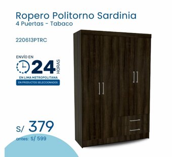 Tiendas EFE Ropero Politorno Sardinia 4 Puertas - Tabaco oferta