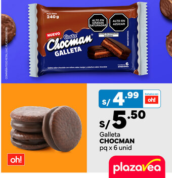 Plaza Vea Galleta CHOCMAN pq x 6 unid oferta