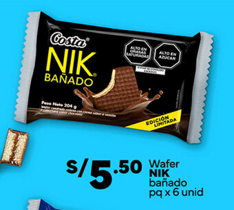 Plaza Vea Wafer NIK bañado pq x 6 unid oferta