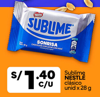 Plaza Vea Sublime NESTLE clásico unid x 28 g oferta