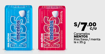 Plaza Vea Caramelos MENTOS Kiss fresa/menta la x 35 g oferta