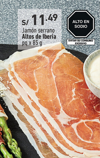 Plaza Vea Jamón serrano Altos de Iberia pq x 85 g oferta