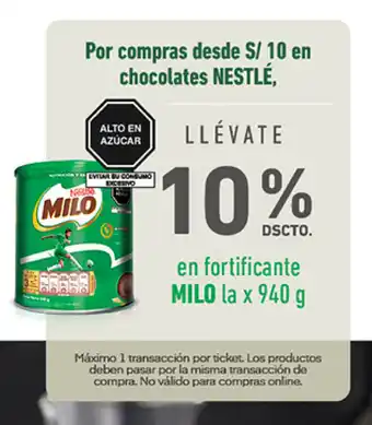 Plaza Vea en fortificante MILO la x 940 g oferta