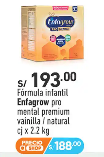 Plaza Vea Fórmula infantil Enfagrow pro mental premium vainilla/natural cj x 2.2 kg oferta