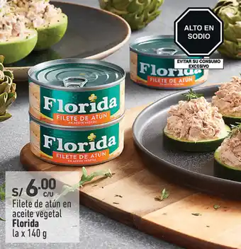 Plaza Vea Filete de atún en aceite vegetal Florida la x 140 g oferta