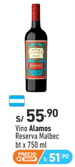 Plaza Vea Vino Alamos Reserva Malbec bt x 750 ml oferta