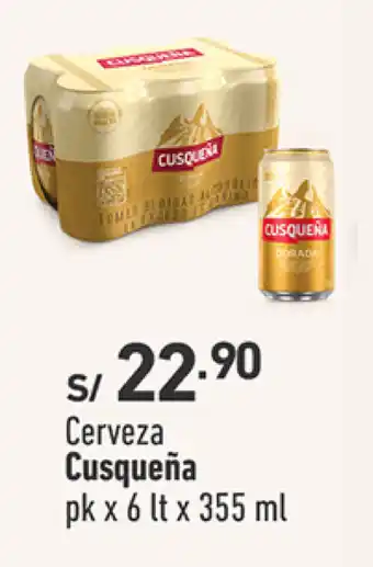 Plaza Vea Cerveza Cusqueña pk x 6 lt x 355 ml oferta