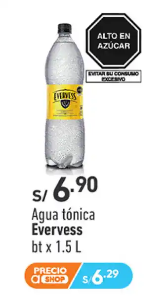 Plaza Vea Agua tónica Evervess bt x 1.5 L oferta
