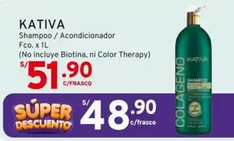 Mifarma KATIVA Shampoo / Acondicionador Fco. x 1L (No incluye Biotina, ni Color Therapy) oferta