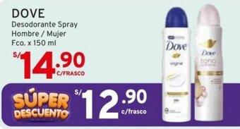 Mifarma DOVE Desodorante Spray Hombre / Mujer Fco. x 150 ml oferta