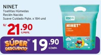 Mifarma NINET Toallitas Húmedas Recién Nacido Suave Cuidado Pqte. x 184 und oferta