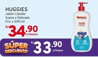 Mifarma HUGGIES Jabón Líquido Suave y Delicado Fco. x 600 ml oferta