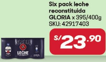 Hiperbodega Precio Uno Six pack leche reconstituida GLORIA x 395/400g SKU: 42917403 oferta