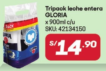Hiperbodega Precio Uno Tripack leche entera GLORIA x 900ml c/u oferta