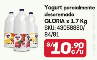 Hiperbodega Precio Uno Yogurt parcialmente descremado GLORIA x 1.7 Kg oferta
