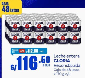 Makro Leche entera GLORIA Reconstituida Caja de 48 latas x 170 g c/u oferta