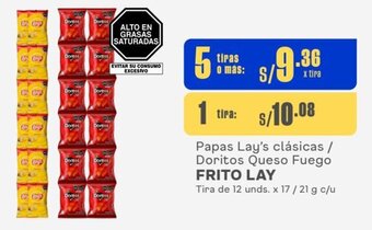 Makro Papas Lay's clásicas / Doritos Queso Fuego FRITO LAY 5Tiras de 12 unds. x 17 / 21 g c/u oferta